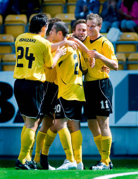 Mathias Florén gör 1-0 till Elfsborg. Emir Bajrami,