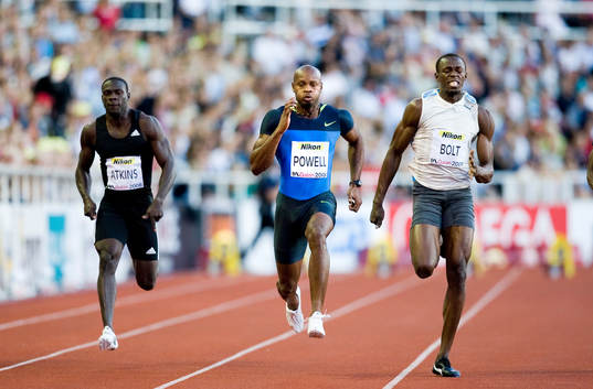 Asafa Powel och Usain Bolt (t.h)