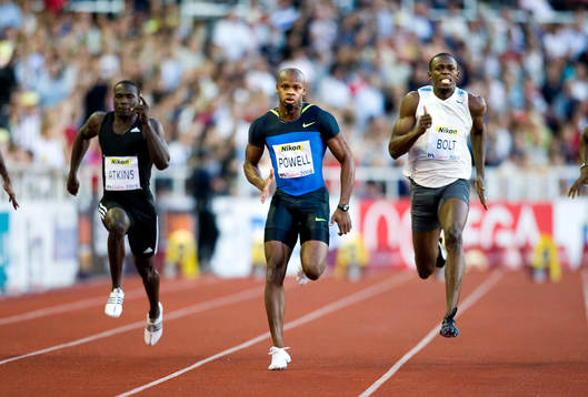 Asafa Powel och Usain Bolt (t.h)