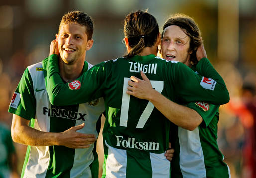Paulinho Guará, Erkan Zengin och Haris Laitinen, Hammarby,