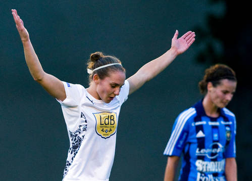Manon Melis, LdB Malmö, jubel och Femke Maes, Djurgården