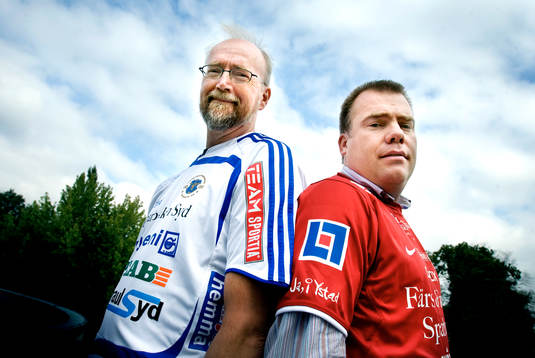 Torben Winther, tränare, Ystad IF, och Krister Lindgren,