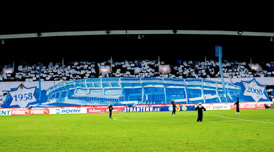 Malmö stadion. MFF klacken. Tifo. Läktare