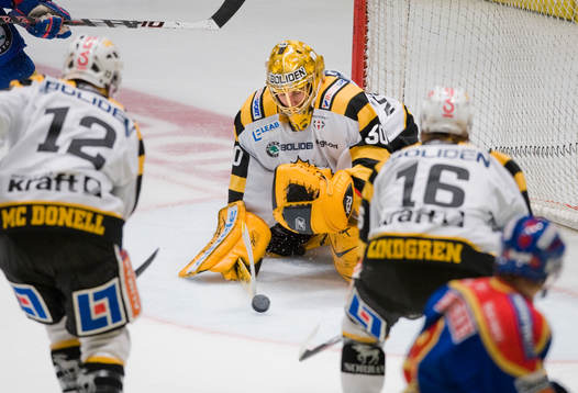 Nicklas Dahlberg, målvakt Skellefteå, slänger sig