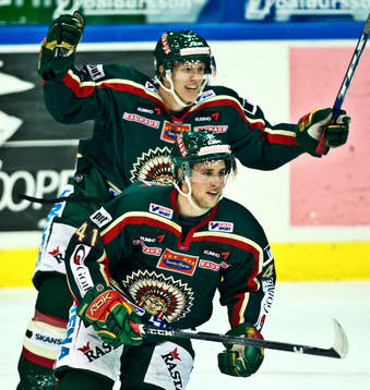 Oscar Hedman, Frölunda, jubel. Mikael Johansson, Frölunda