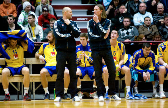 Förbundskapten Ola Lindgren och Staffan Olsson, Sverige