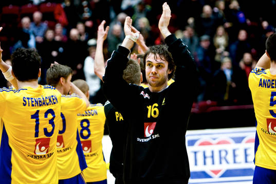 Per Sandström, målvakt, Sverige. Jubel