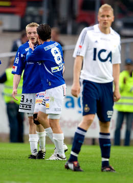 Fredrik Jensen och Kristian Haynes, Trelleborg, jubel ,