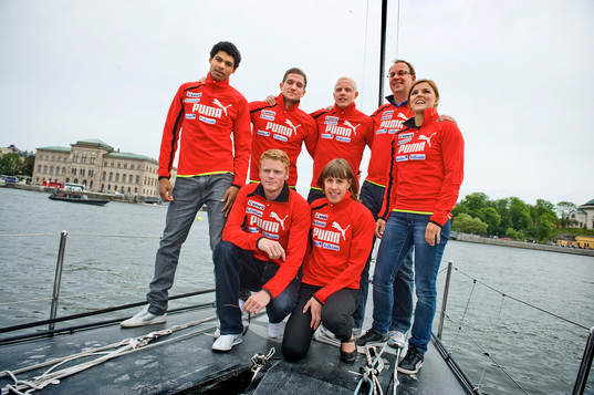 Presskonferens i Volvo Ocean Race Village på Skeppsholmen.