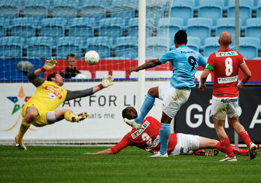 Wilton Figueiredo, Malmö FF, skjuter in 1-0