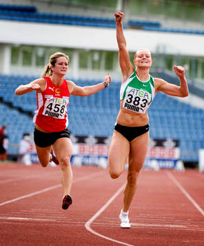 Lena Berntsson, Ullevi IK, vinner SM guld på 100m. Emma