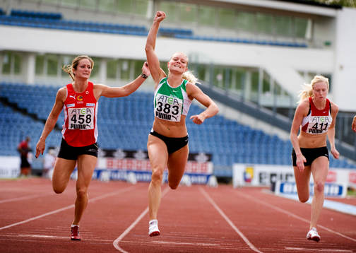Lena Berntsson, Ullevi IK, vinner SM guld på 100m. Emma