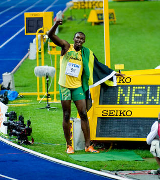 Usain Bolt, Jamaica slog nytt världsrekord
