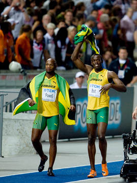 Usain Bolt, Jamaica slog nytt världsrekord. Asafa Powell,