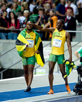 Usain Bolt, Jamaica slog nytt världsrekord. Asafa Powell,