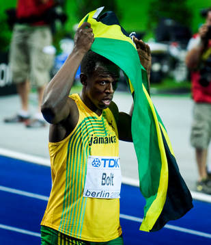 Usain Bolt, Jamaica slog nytt världsrekord