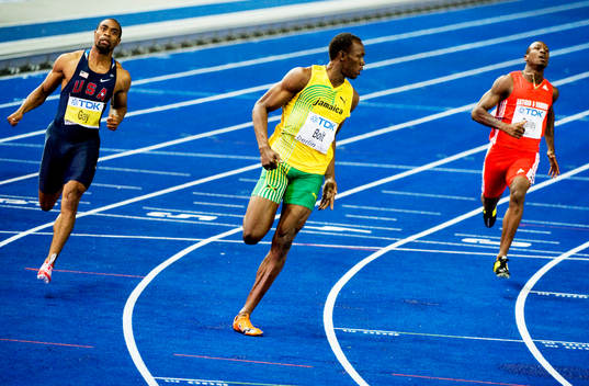 Tyson Gay, USA, Usain Bolt, jamaica och Daniel Bailey