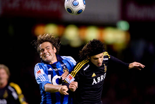 Mikael Dahlberg, Djurgården och Jorge Ortiz, AIK. Nick,