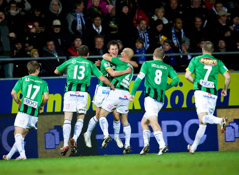 Eyjólfur Hédinsson, GAIS, gör 1-1. Jubel, glädje