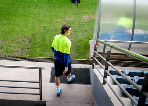 Zlatan Ibrahimovic på väg ut till träningen