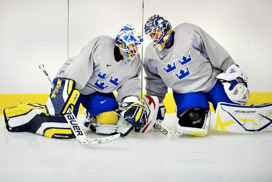 Stefan Liv, målvakt, och Henrik Lundqvist, målvakt