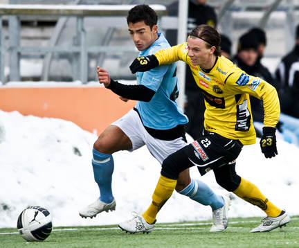 Löpduell,  Jiloan Hamad, Malmö, mot Niklas Hult, Elfsborg