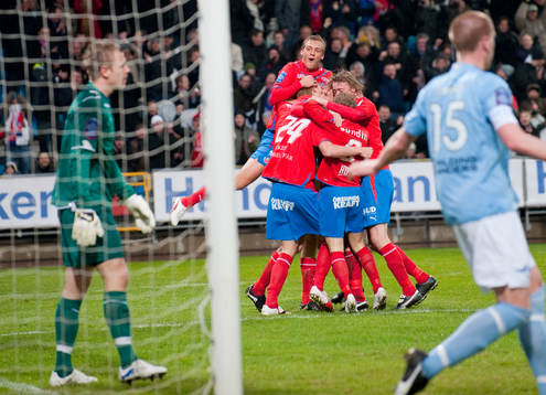 Marcus Nilsson, Helsingborg har gjort 2-1. Jubel. Johan