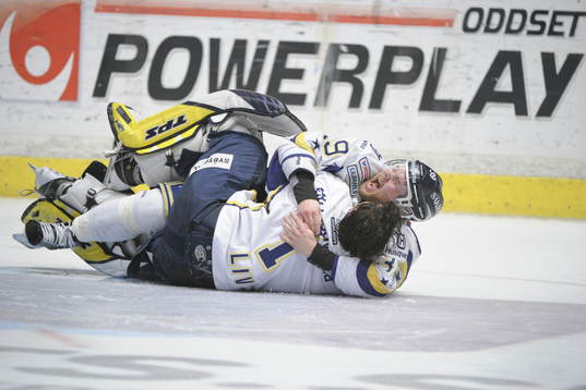 Stefan Liv och Jukka Voutilainen, HV71 (Målvakt, Jubel)