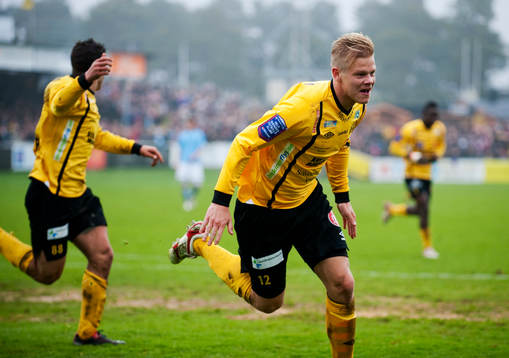 David Löfquist, Mjällby gjorde 3-0. Jubel