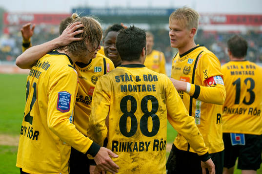 David Löfquist, Mjällby gjorde 3-0. Jubel