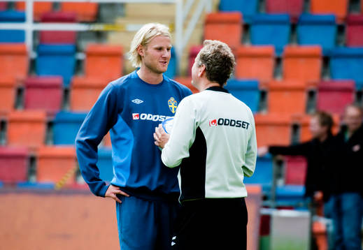 Ola Toivonen och Erik Hamrén, förbundskapten