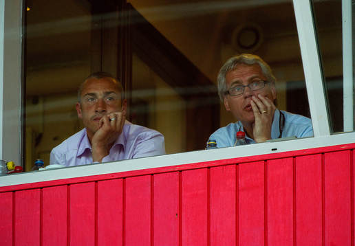 Henrik Larsson, tränare Landskrona, var avstängd och såg