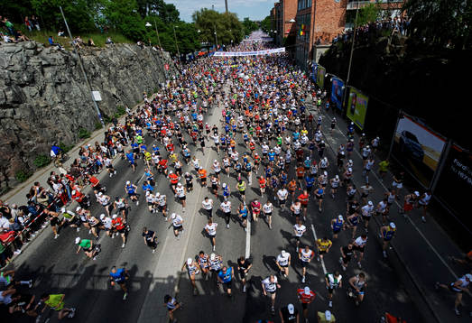 Start på Lidingövägen, löpare, glädje, genre