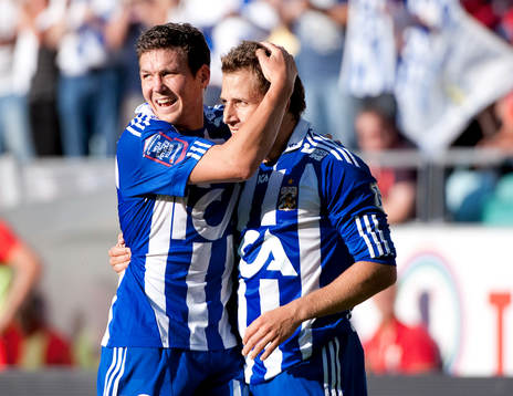 Hannes Stiller och Tobias Hysén, glädje, jubel