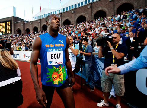 Usain Bolt, Jamaica, lämnar arenan
