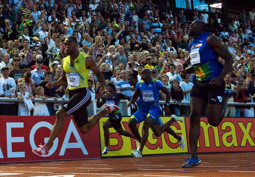 Tyson Gay, USA besegrar Usain Bolt, Jamaica