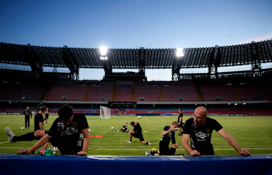 Elfsborg tränar på Stadio San Paolo, Napoli (Neapel,