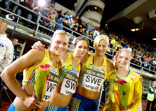 4x100m Lena Berntsson, Emma Rienas, Carolina Klüft och Moa