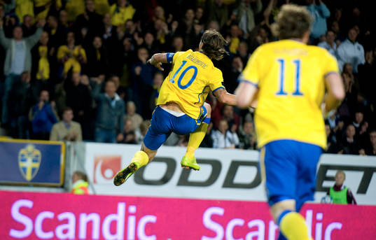 Zlatan Ibrahimovic, Sverige. Jubel. 5-0