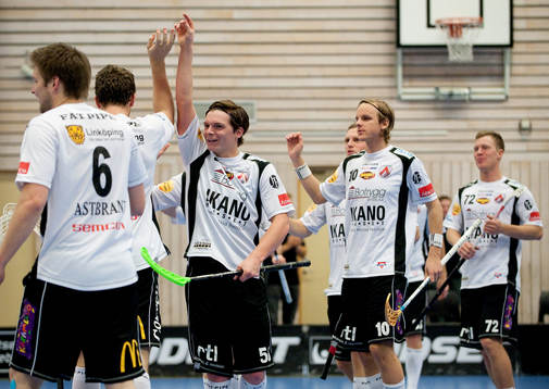 Anton Karlsson, Linköping, gör mål. Jubel Linköping