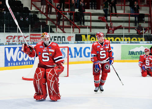 Pontus Sjögren, målvakt, och Jonas Almtorp, Södertälje,