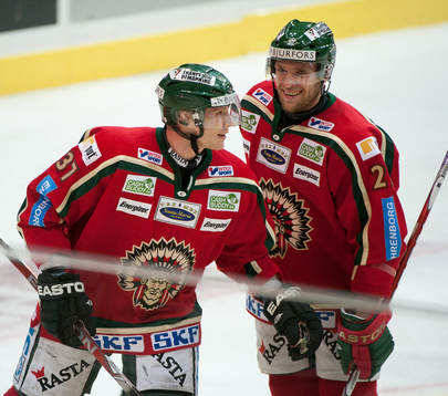 Mika Pyörälä, Frölunda, gör 2-0. Jubel Mikko Mäenpää