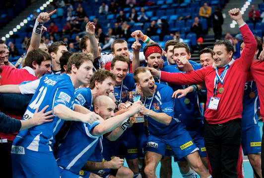 Tjeckien jubel med sin bronspokal