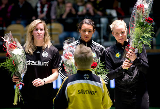 EM-hjältarna hedras, fr v: Annika Wiel Fredén, Jamina