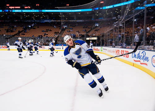 Alexander Steen, St Louis, värmer upp innan matchen