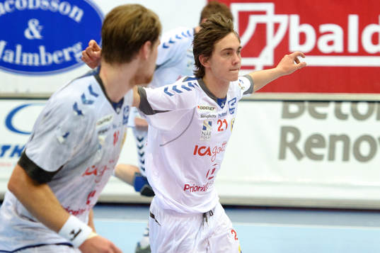 Hampus Wanne, Redbergslid, jubel. Hampus första A-lagsmatch
