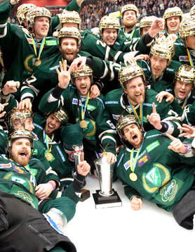 Färjestad, jubel, glädje. SM-guld, guld, pokal, Svenska