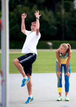 Yannick Tregaro, tränare och Ebba Jungmark