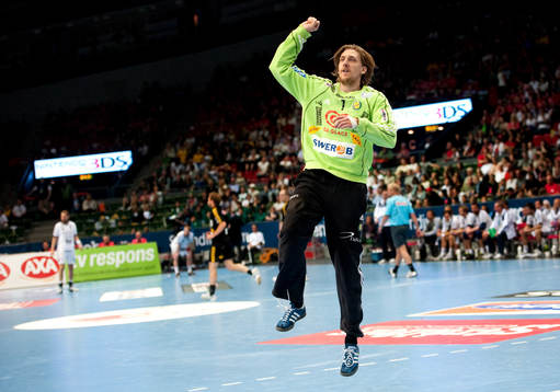 Thomas Forsberg, målvakt, Sävehof, jubel. Svenska