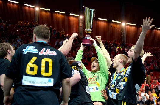 Thomas Forsberg, målvakt, Sävehof, jubel. Svenska